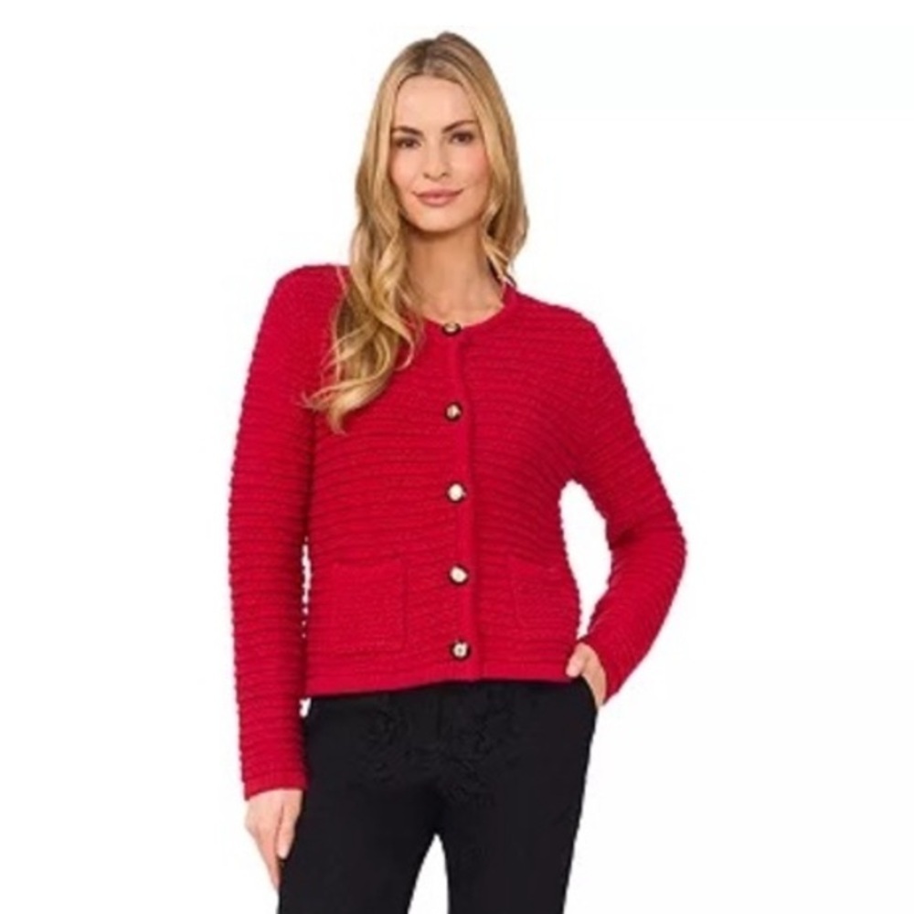 CeCe Red Button-Up Cardigan / Sweater - Size xs